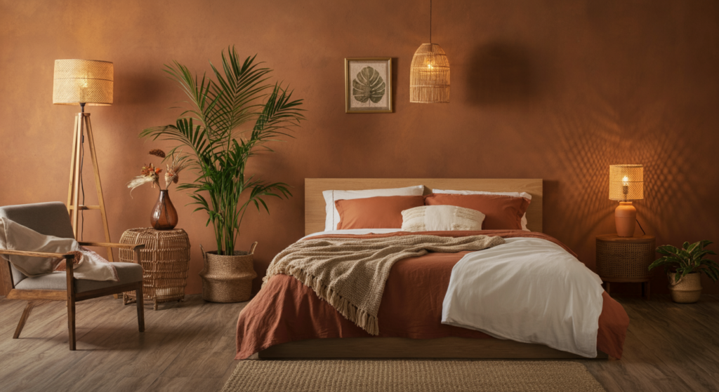 modern earth toned bedroom