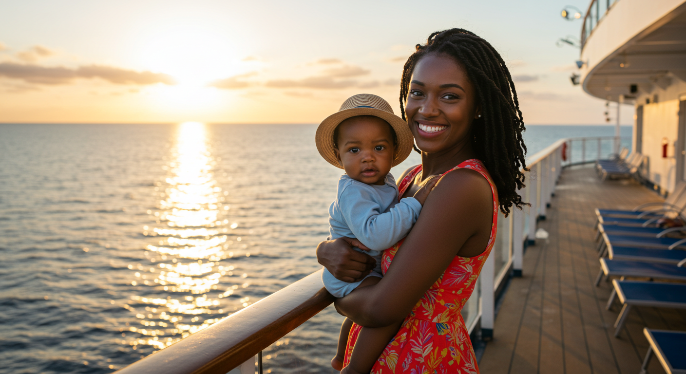 mom and baby on a cruise