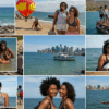 collage of black female solo travelers on a trip together